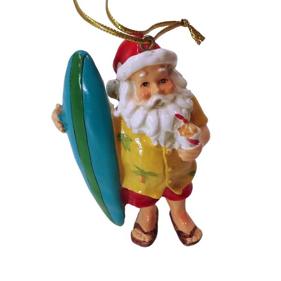 Bundle Lot of 6 Santa Claus Christmas Ornaments Beach Surfer Sandcastle Chill - Picture 9 of 11